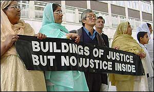 Mothers lead the protest outside the Home Office