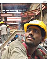 A worker on the Delhi metro