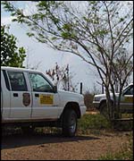 Police cars parked in the Eldorado dos Carajas region