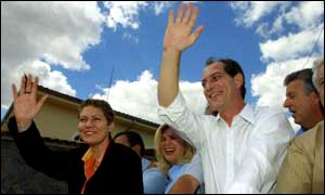 Gomes on the campaign trail with his famous girlfriend