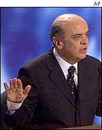 Jose Serra during a recent TV debate
