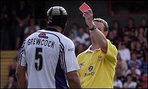 Danny Grewcock is sent off against Saracens
