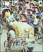 Traffic jam on a Dhaka street