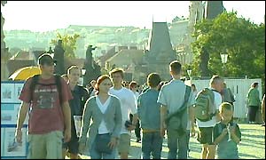 Tourists in Prague