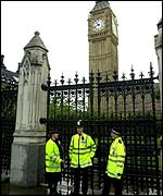 Police officers outside Westminster