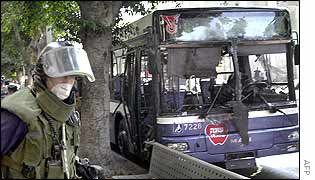 Policeman by the bus