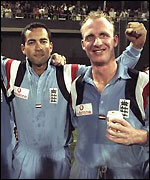 England captain Adam Hollioake and Matthew Fleming