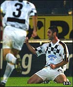 David Mujiri celebrates his second goal