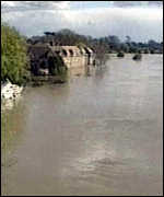 The river Nene overflows its banks in the Easter flood