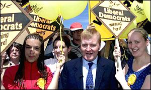 Charles Kennedy with Liberal Democrat supporters