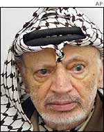 Yasser Arafat in his office on Friday