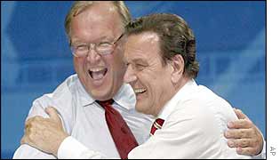 Gerhard Schroeder (r) and Goran Persson (l)