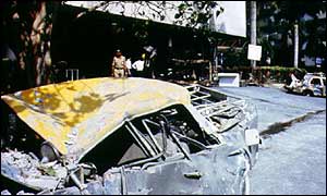 Debris left by a bomb blast in 1993