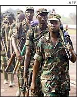 Rwandan troops leaving Kindu