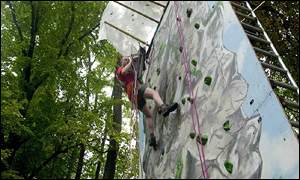 David Fitzgerald, 26, an Environmental Health Officer from Chichester tackles the rocky section