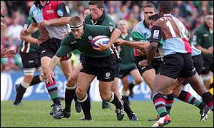 Michael Horak takes on the Quins defence
