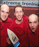 Winning team (l-r) Matthew Starch, Basket and Phil Steam Shaw