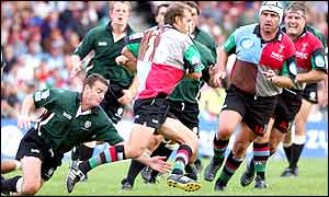 Nathan Williams makes a break for Quins 