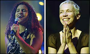 Singers Neneh Cherry and Annie Lennox 