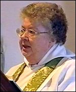 Reverend Mary Stokes at the church service