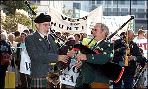 Pipers and bands kept the whistle-blowing crowds entertained