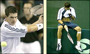 A volley seals victory for Henman and Great Britain as Srichaphan shows his disappointment