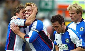 Garry Flitcroft celebrates his goal