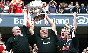 Manager Joe Kernan in happy mood after All-Ireland success