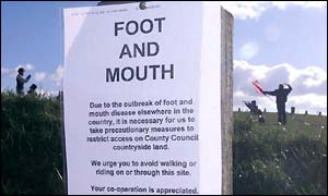 Foot-and-mouth restriction sign