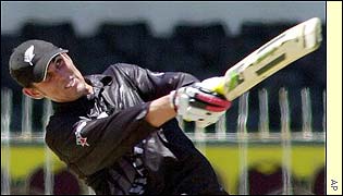 Sinclair plays a rare lofted stroke