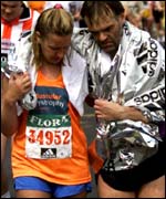 Exhausted marathon runners, PA