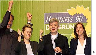 Greens leadership with Joschka Fischer second from right