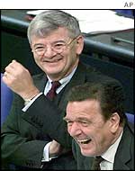 Joschka Fischer and Gerhard Schroeder