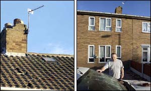 Michael Clayton, of Walsall Wood, near Birmingham, looks at the damage done to his neighbour David Birch's car 