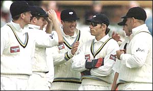 Richard Blakey receives the congratulations of the Yorkshire team