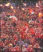 The scene outside the Carrickdale Hotel just south of the border