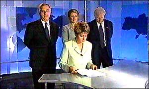 MPs action at Ukraine TV station