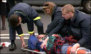 Paramedics attend a casualty