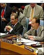 US Ambassador to the UN James Cunningham (L)