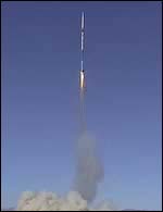 Rocket in flight, Mars
