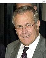 US Defence Secretary Donald Rumsfeld in Warsaw