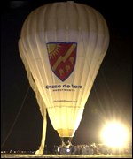 The balloon prepares for take-off