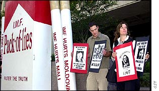 Protestors greet finance ministers at talks in Washington