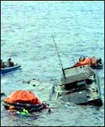 A sinking refugees's boat