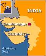 Map showing Gujarat state and Gandhinagar