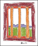 Detail from Nelson Mandela's cell window