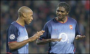 Thierry Henry celebrates scoring for Arsenal