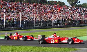 Rubens Barrichello and Michael Schumacher finished first and second in Monza