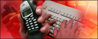 graphic of keyboard and mobile phone
