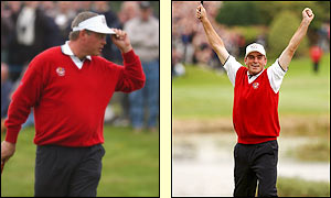 Thomas Bjorn holds his nerve at the final hole to gain Europe's second point of the morning